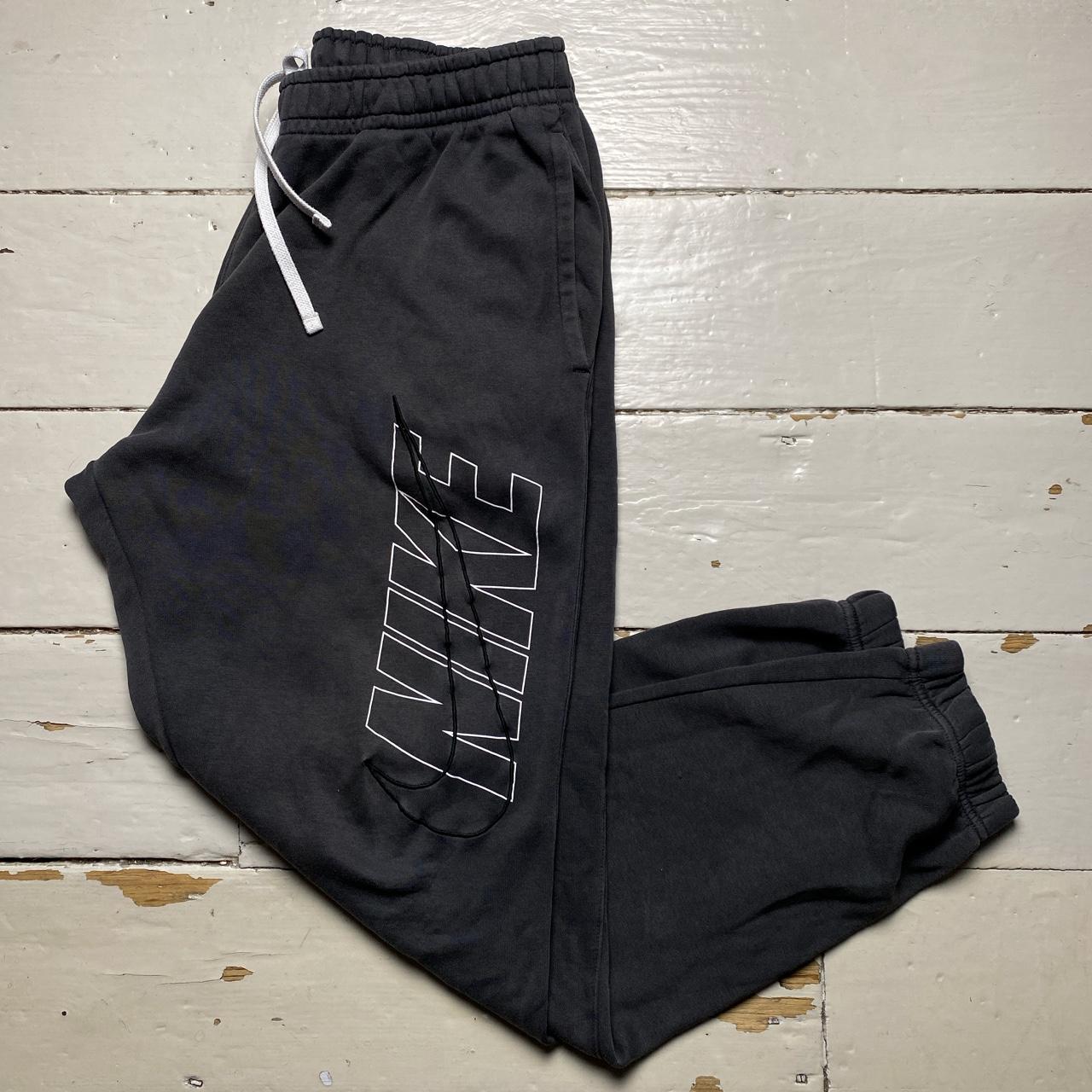 Nike Club Big Swoosh Spellout Joggers Grey Black and White