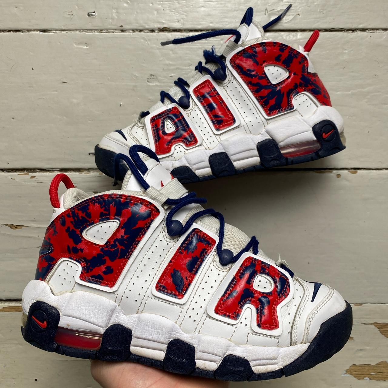 Nike Air More Uptempo White Red and Blue Camouflage