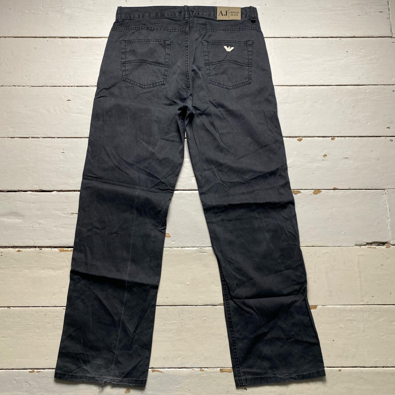 Armani Vintage Baggy Black and Silver Jean Trousers