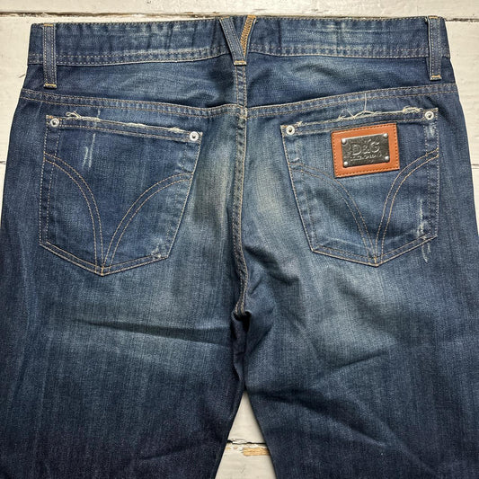 Dolce & Gabbana Silver Plaque Distressed Jeans