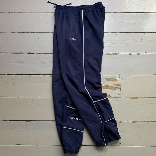 Umbro Vintage Shell Track Pant Baggy Bottoms Navy Red and White