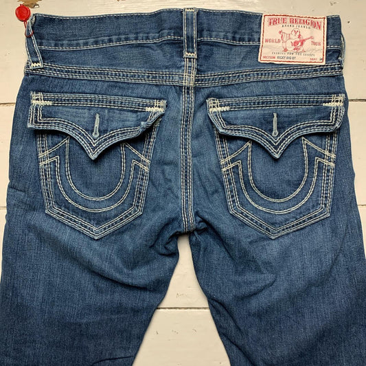 True Religion Ricky Big QT Navy and White Stitch Jeans