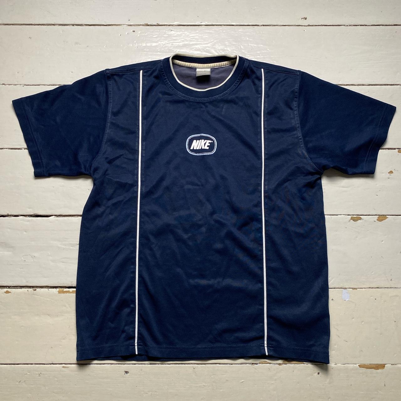 Nike Vintage Navy and White Spellout T Shirt