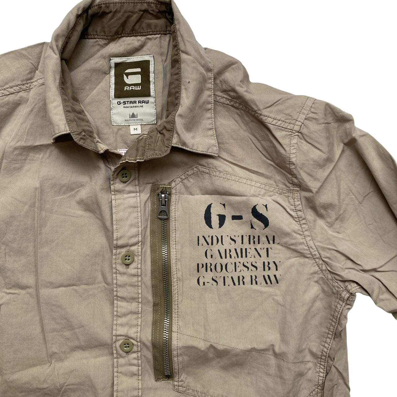 G Star Khaki Beige Military Army Shirt Jacket (M)