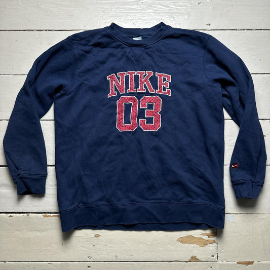 Nike Vintage Spellout 03 Navy and Red Jumper