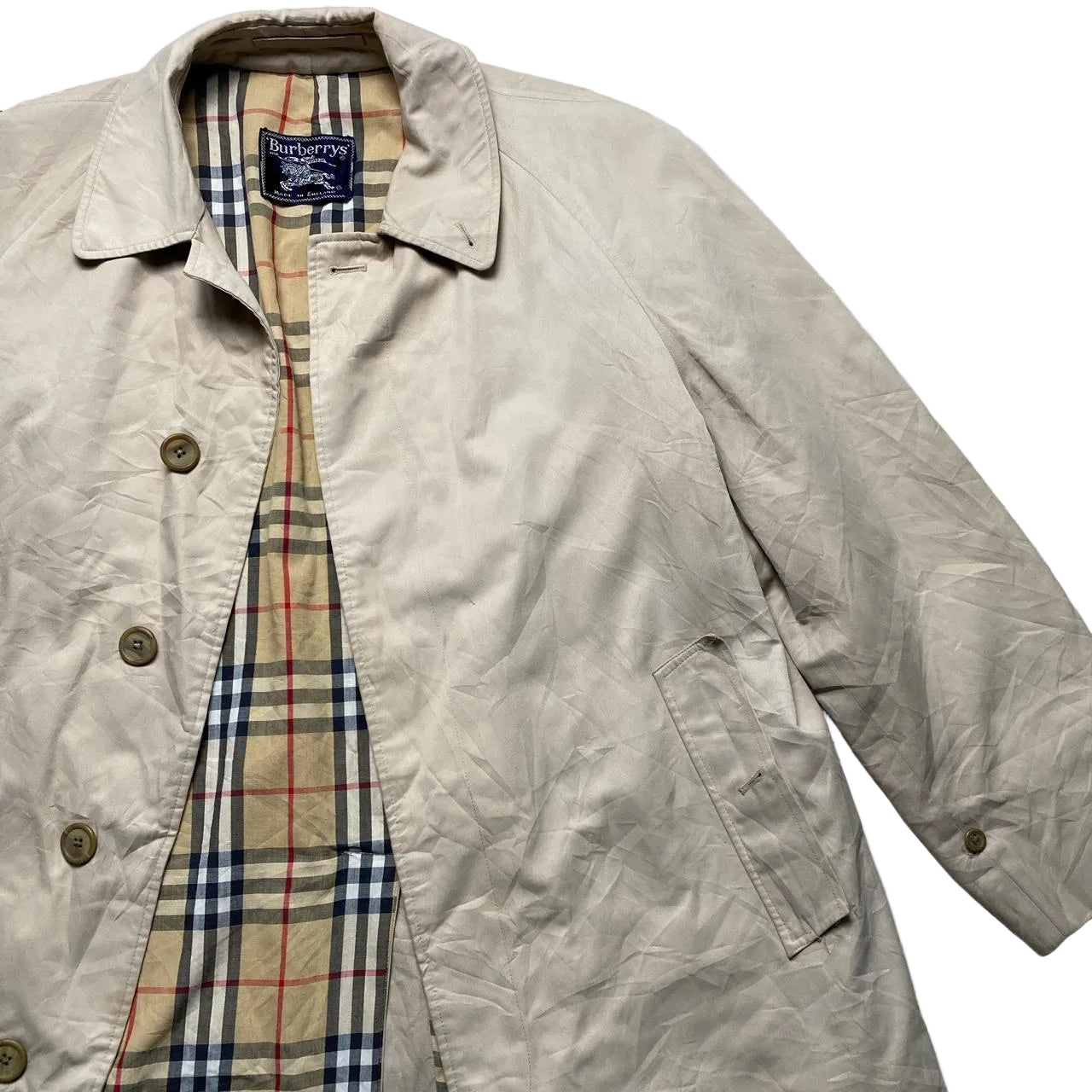 Burberry Burberrys Vintage Cream Nova Check Trench Coat (UK 10)