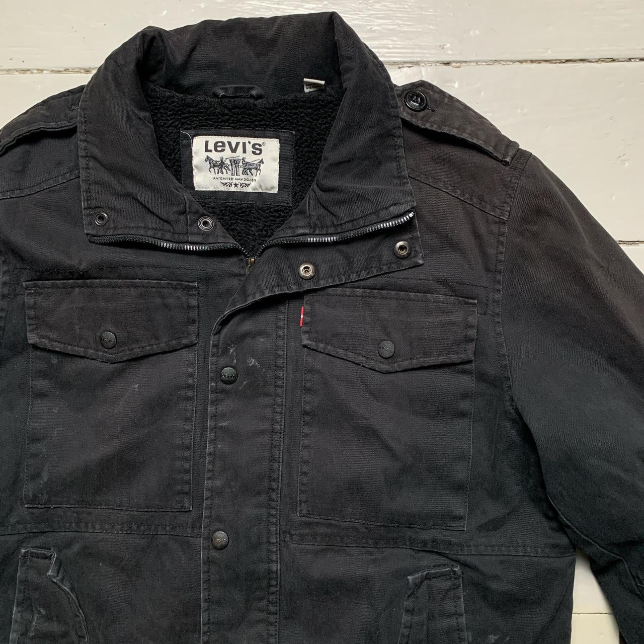 Levis Black Sherpa Denim Jacket