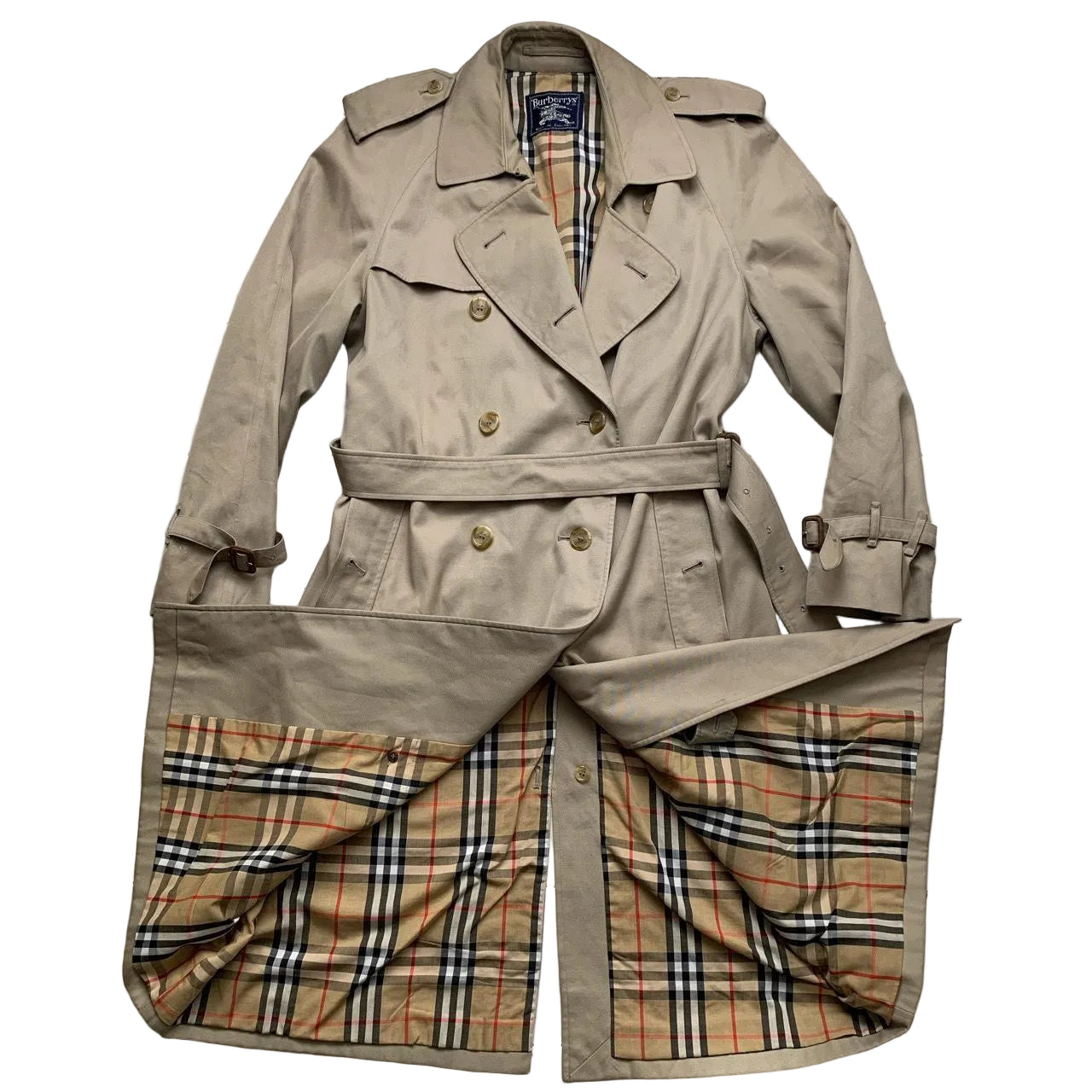 Burberrys Burberry Vintage Womens Trench Coat Jacket with Belt (XL)