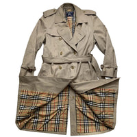 Burberrys Burberry Vintage Womens Trench Coat Jacket with Belt (XL)