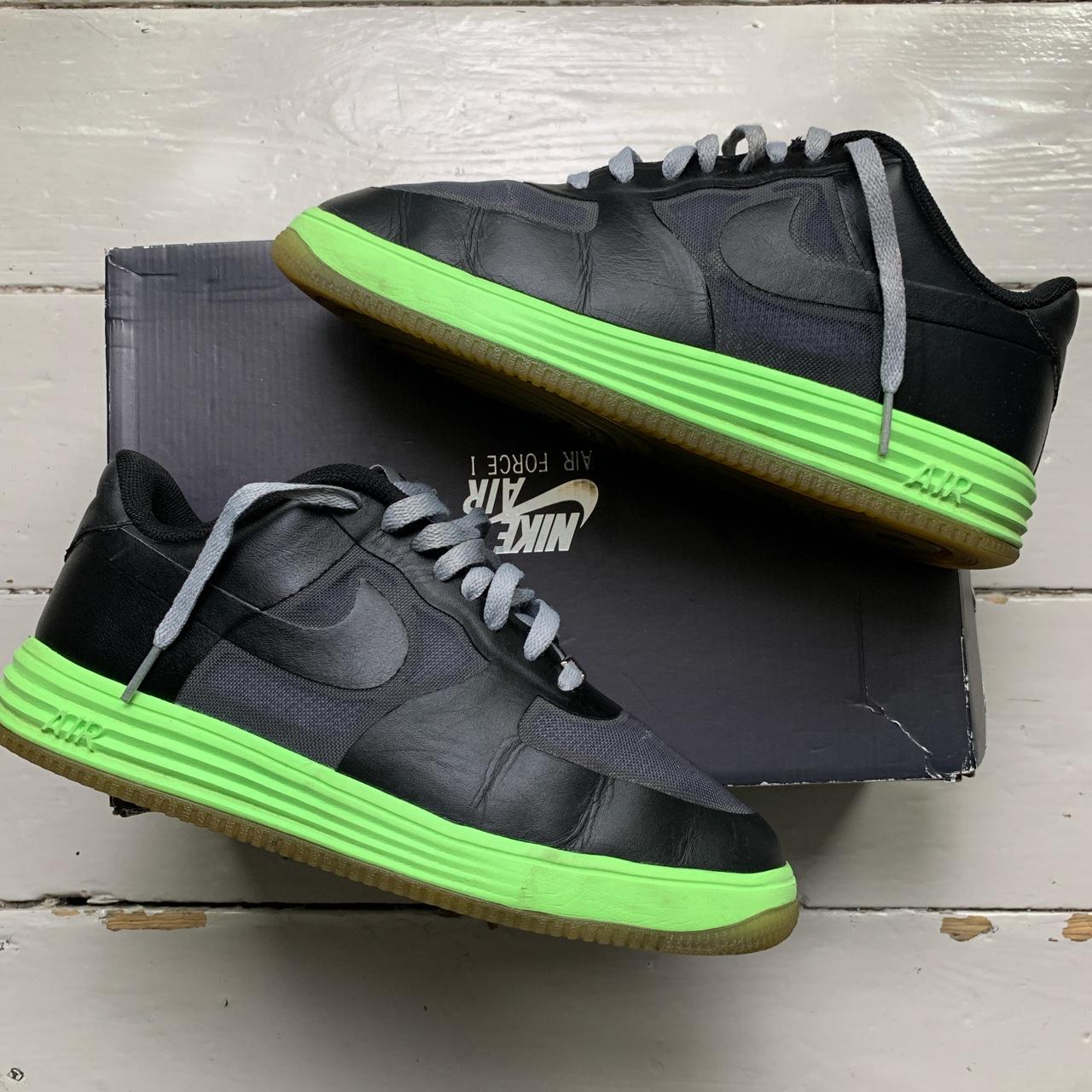 Nike Air Force Lunar 1 Black and Neon Green