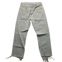 Levis 501 Cream Two Tone Distressed Jeans (32W)