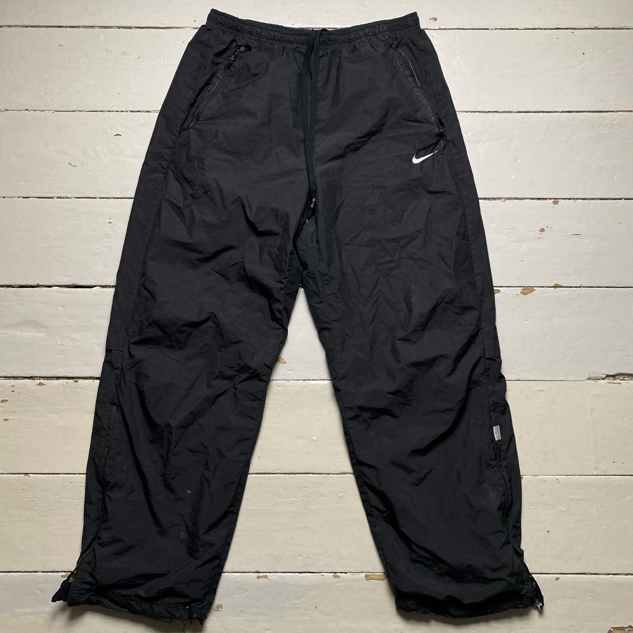 Nike Swoosh Baggy Shell Track Pant Bottoms Black and White