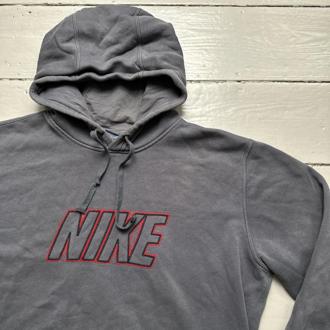 Nike Club Contrast Stitch Grey and Red Hoodie