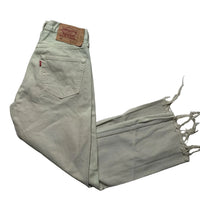 Levis 501 Cream Two Tone Distressed Jeans (32W)