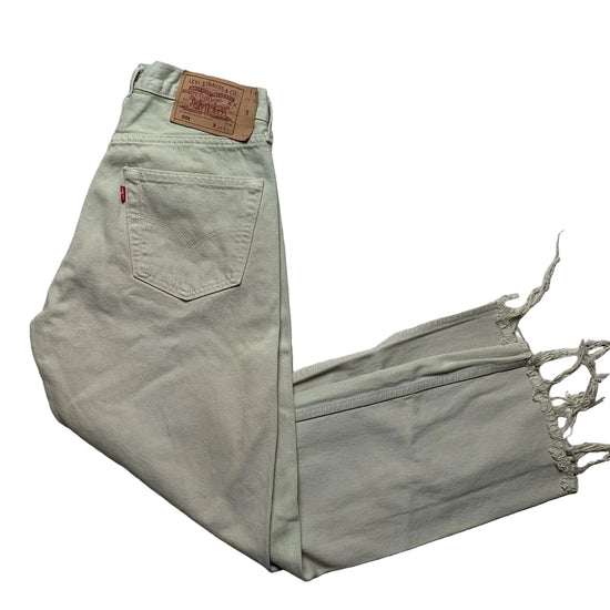 Levis 501 Cream Two Tone Distressed Jeans (32W)