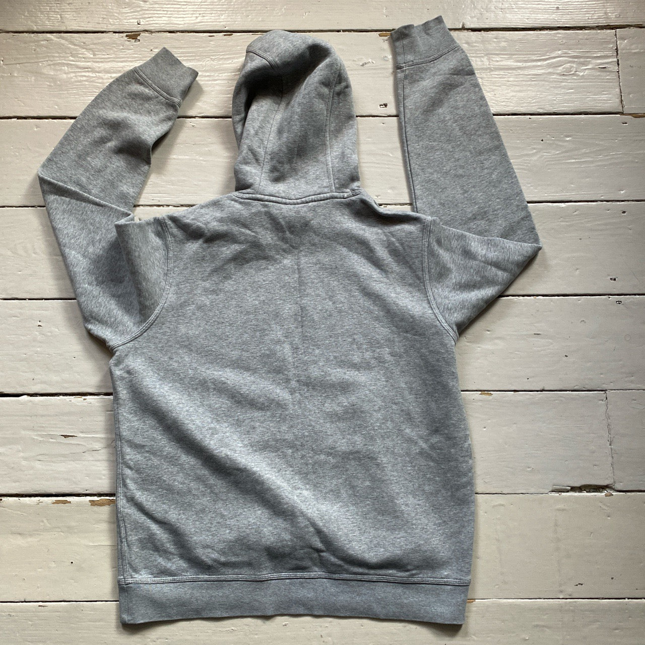 Nike White Swoosh Grey Hoodie (Large)