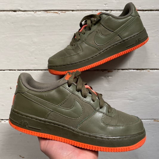 Nike Air Force 1 Khaki and Orange (UK 5)