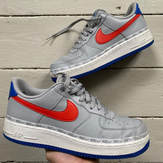 Nike Air Force 1 Silver, Red, Blue (UK 9)