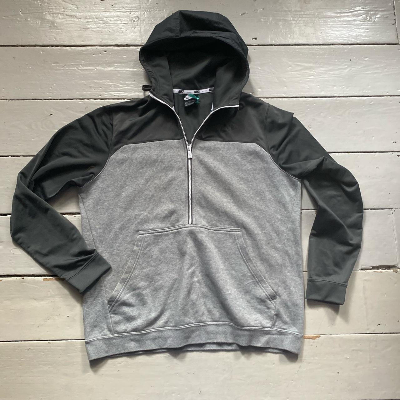 Nike Grey and Black Hoodie (Large)