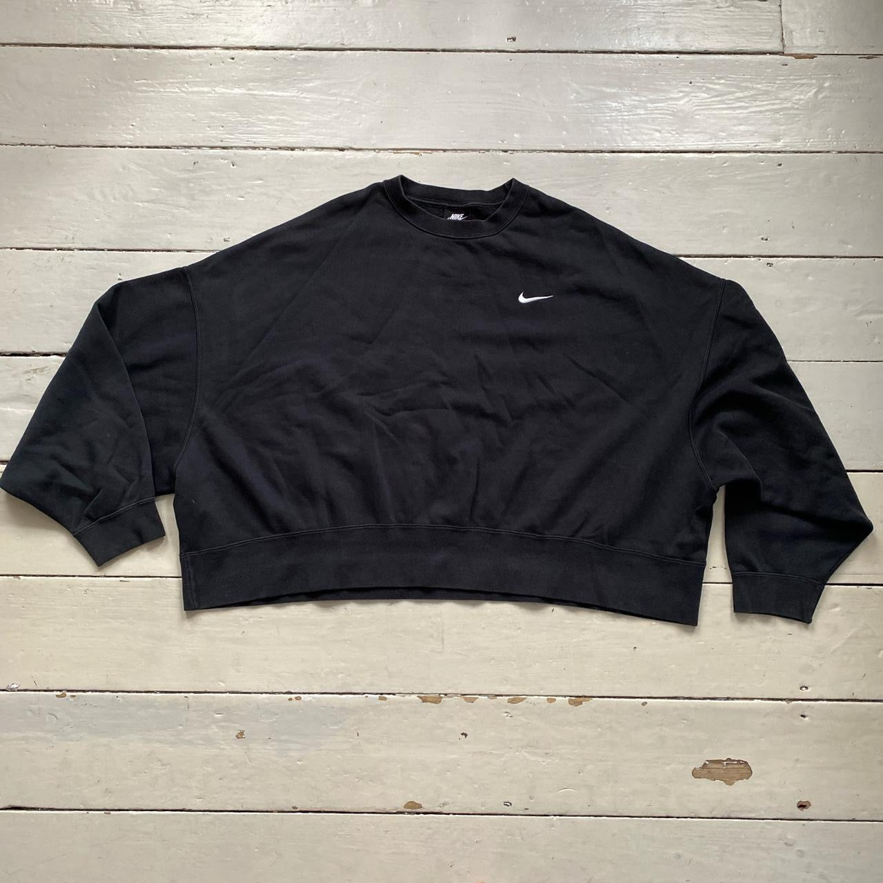 Nike Swoosh Black Crop Jumper (XXL)