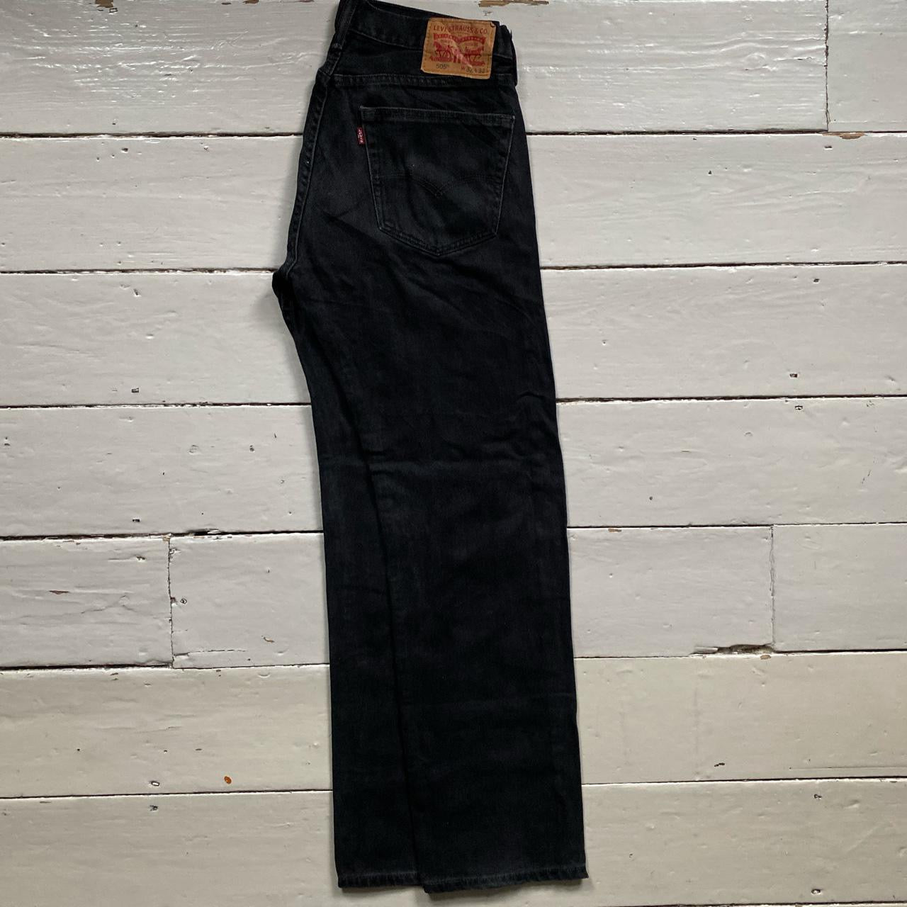 Levis 505 Black Distressed Jeans (32/31)