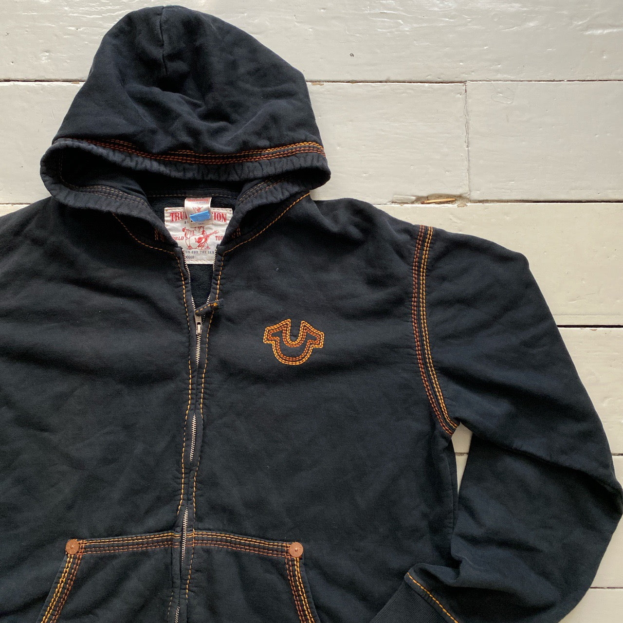 True Religion Vintage Brown Stitch Hoodie (XXXL)