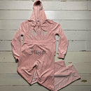Juicy Couture Diamanté Pink Velour Tracksuit (XL Top, Large Bottoms)