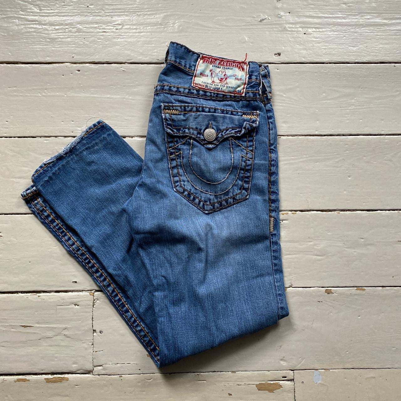 True Religion Brown Stitch Billy Super T Jeans (34/32)