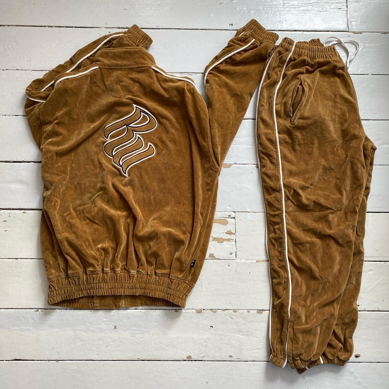 Rocawear Vintage Full Brown Velour Tracksuit (XL)