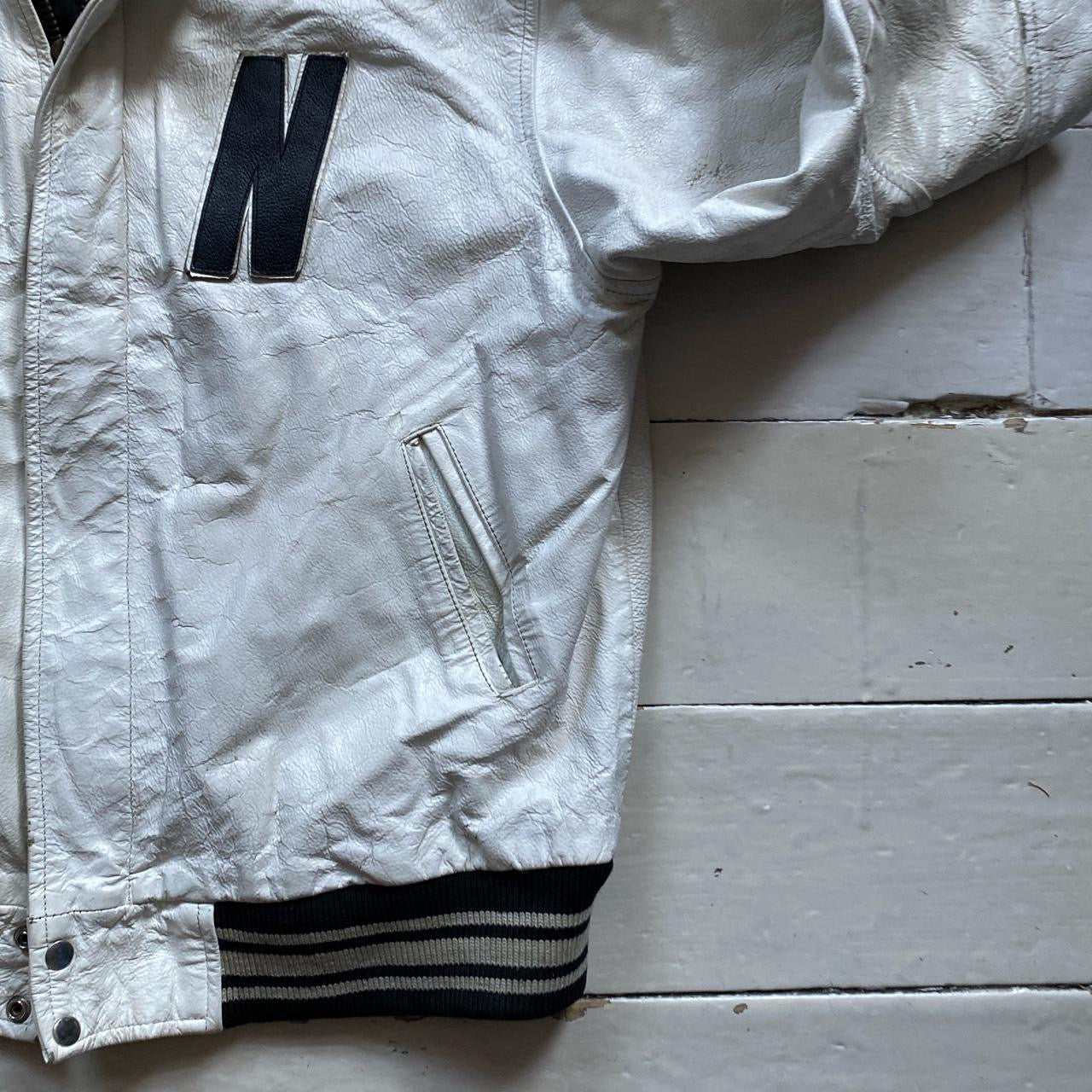 Noose Leather Vintage White Jacket (Medium)