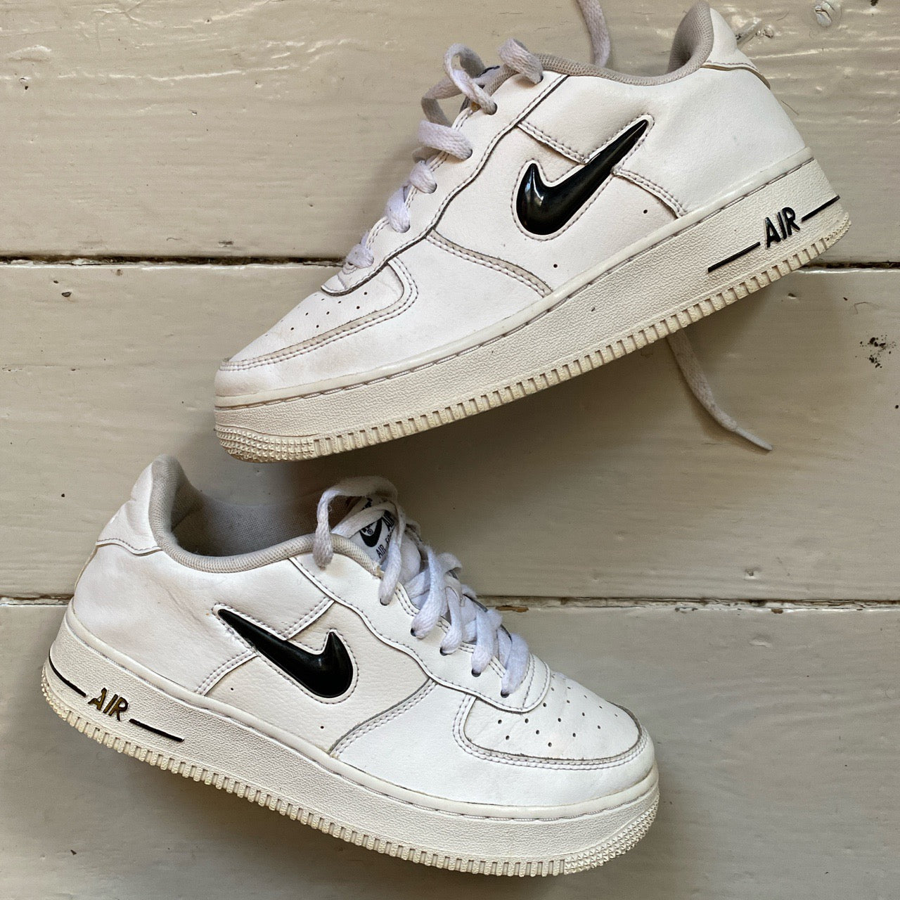 Nike Air Force 1 White and Black Jewel (UK 5.5)