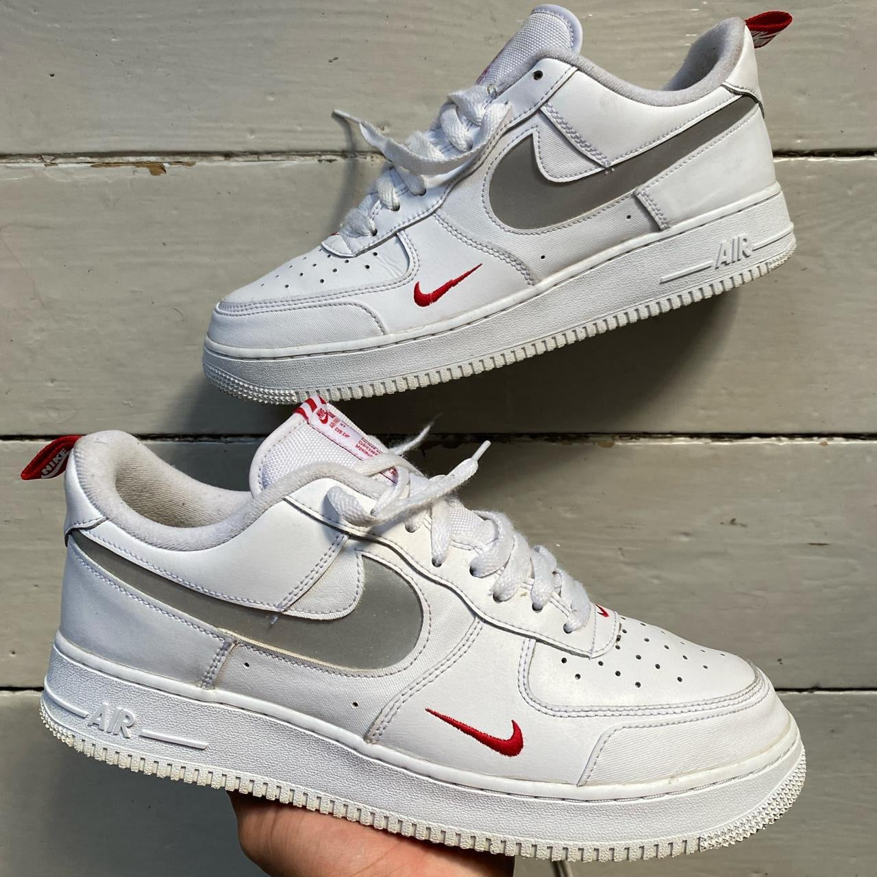 Nike Air Force 1 White Red Silver (UK 10)