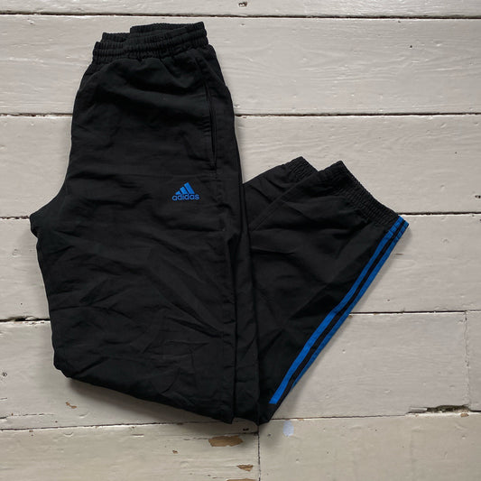 Adidas Black and Blue Shell Bottoms (Medium)
