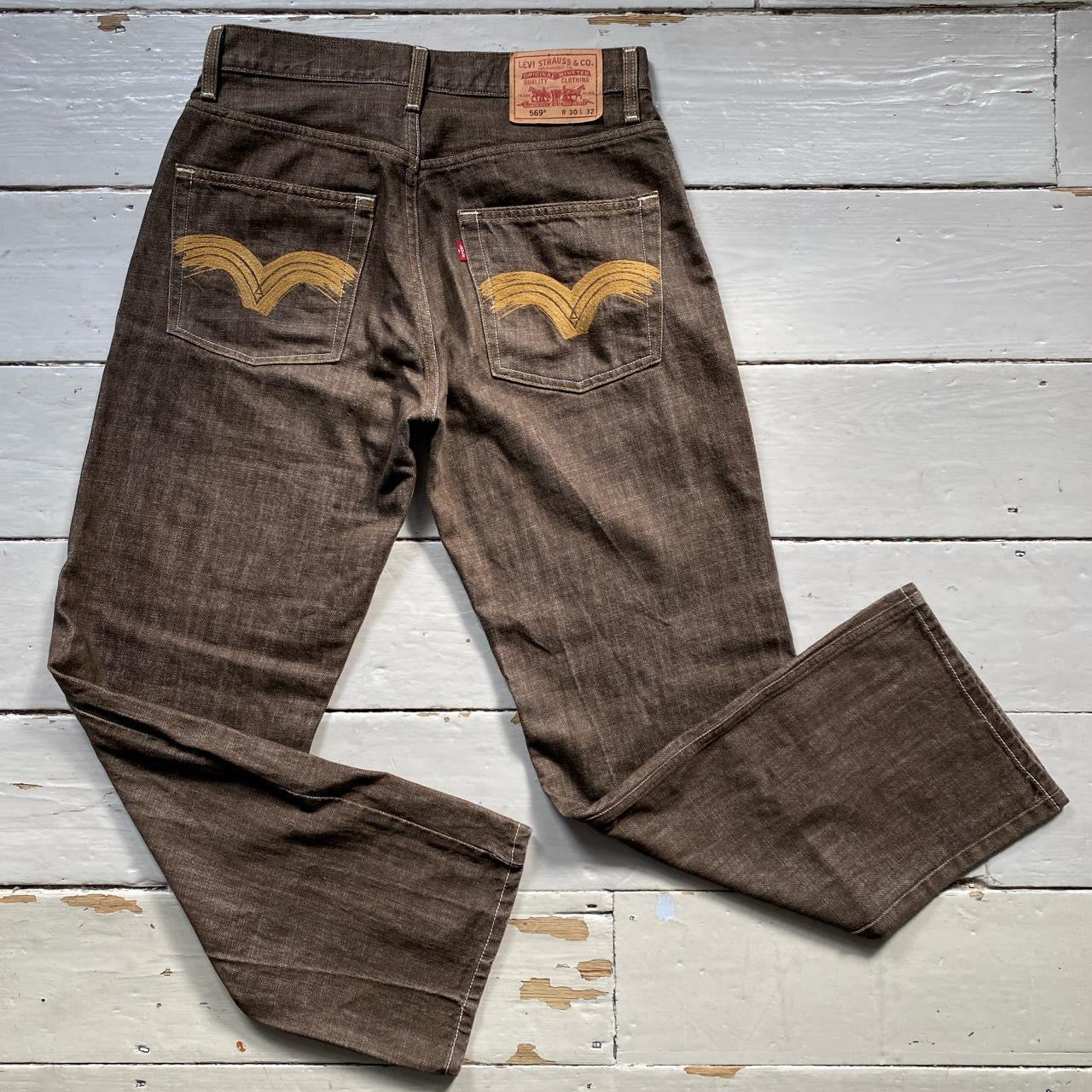 Levis Straight 569 Straight Brown Jeans  (30/31)