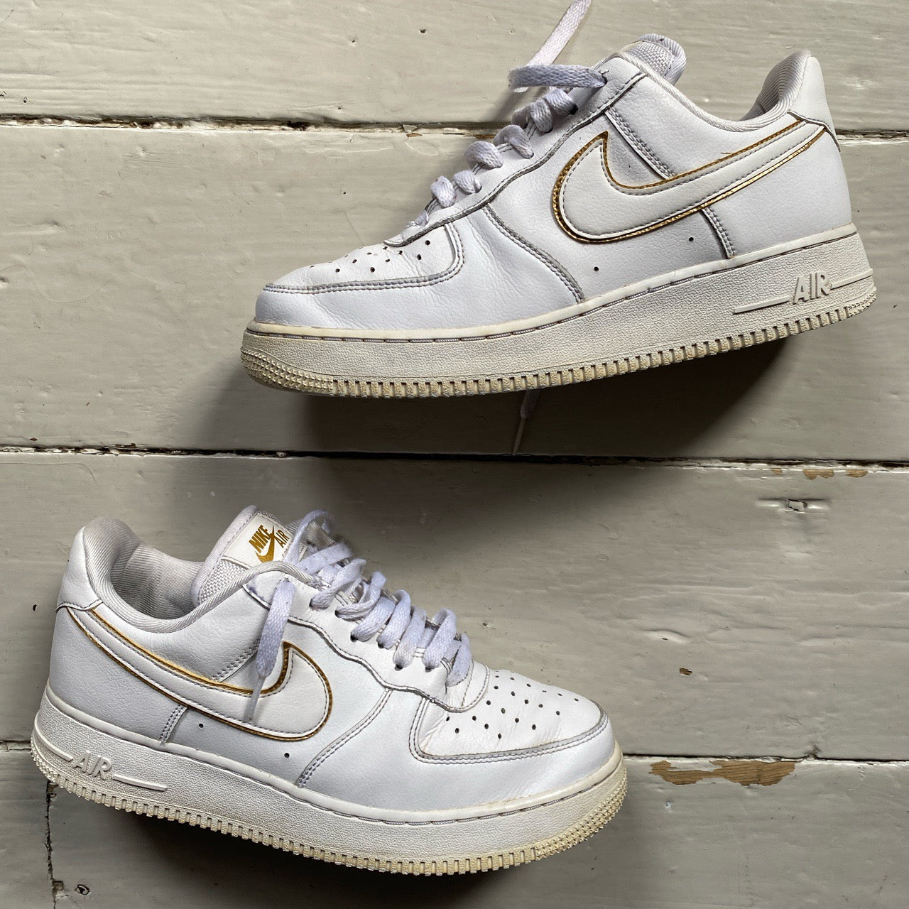 Nike Air Force 1 White and Gold (UK 6.5)