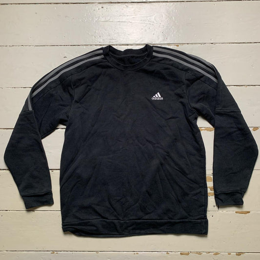 Adidas Black and Grey Jumper (XL)