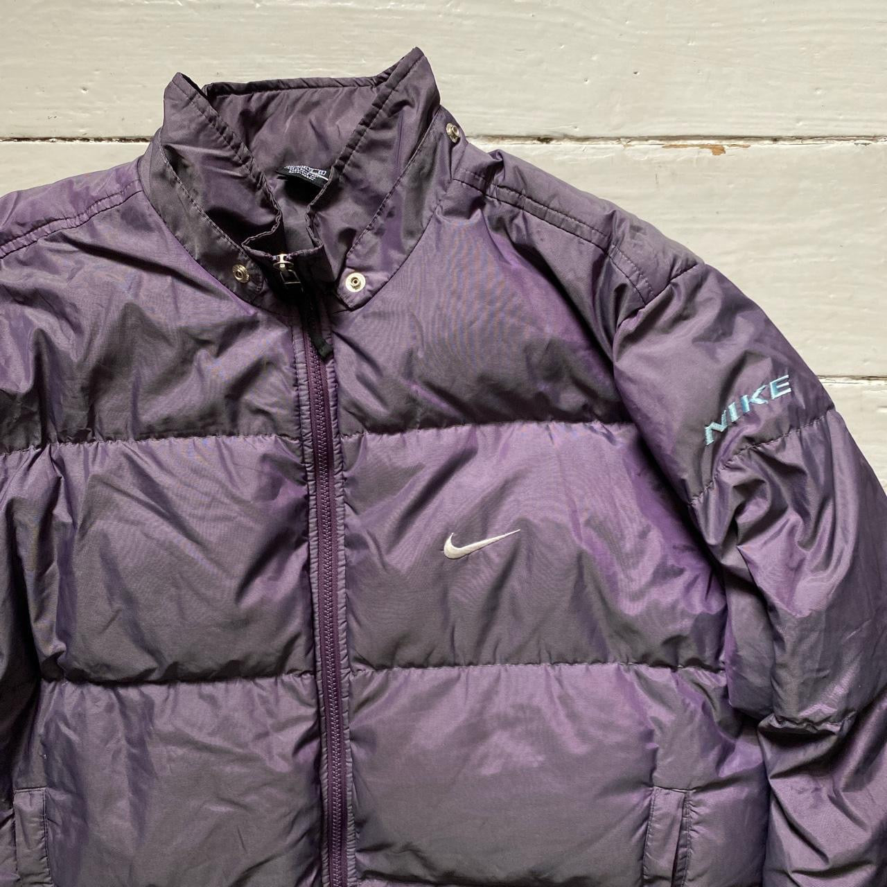 Nike Swoosh Vintage Purple Puffer Jacket (Medium Mens/Womens XL)