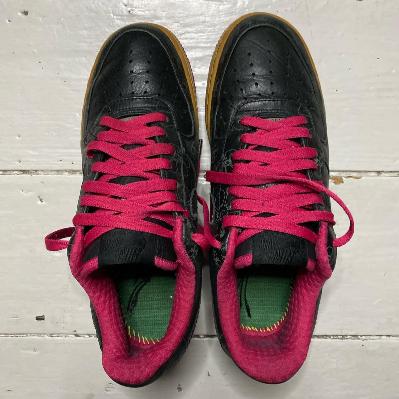 Nike Air Force 1 Black Floral Vintage (UK 7)