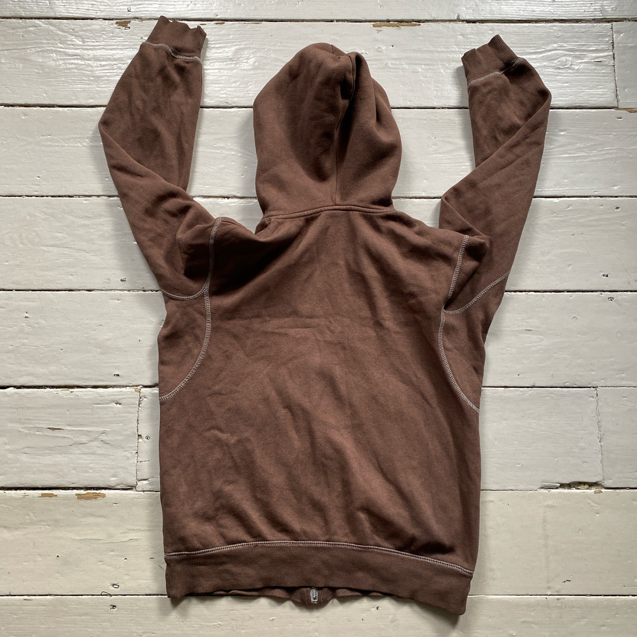 Nike Contrast Stitch Brown Hoodie (Small)