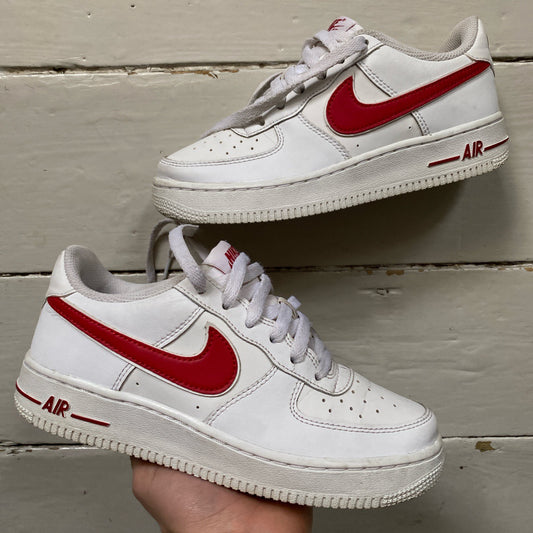 Nike Air Force 1 White and Red (UK 4)