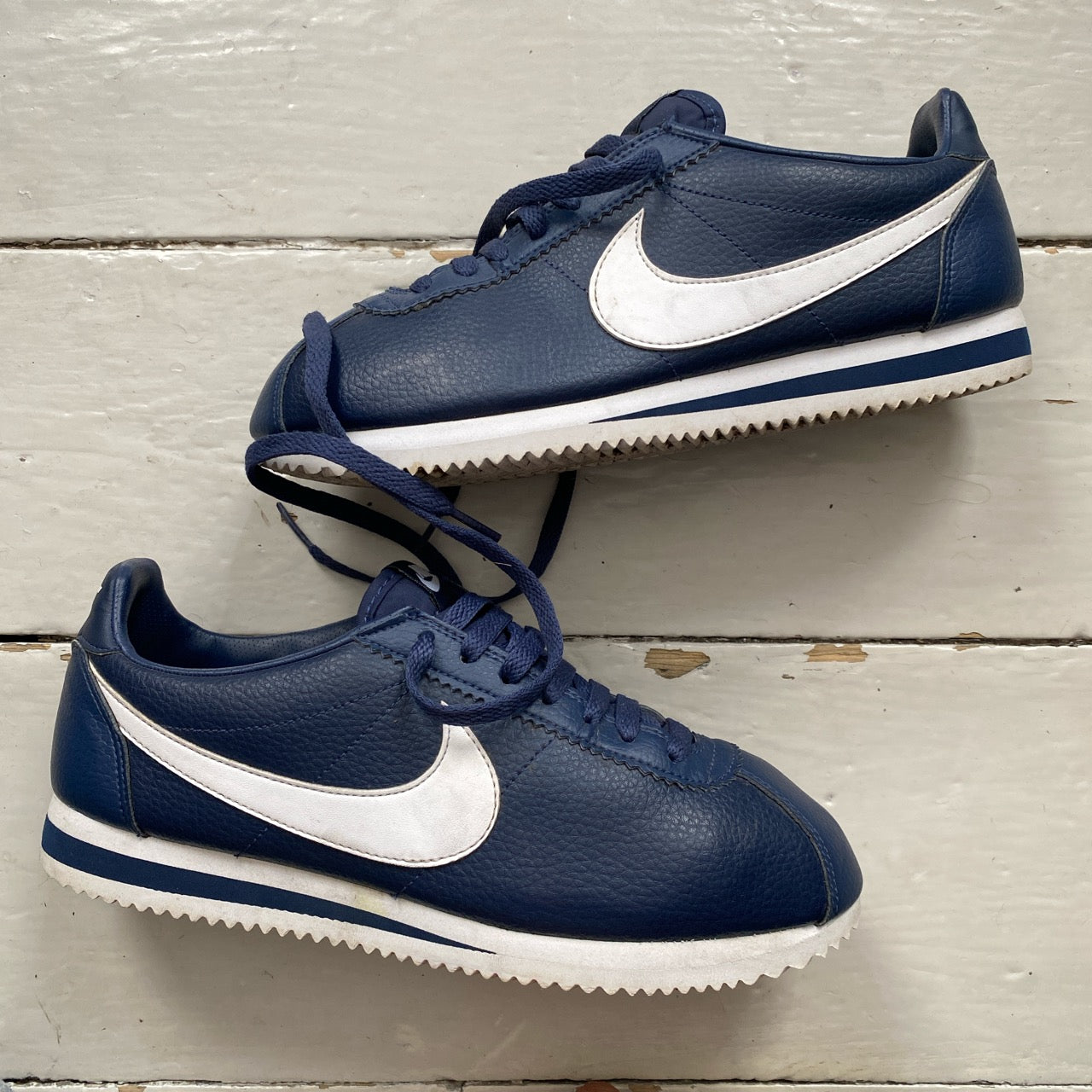 Nike Cortez Navy and White (UK 7.5)