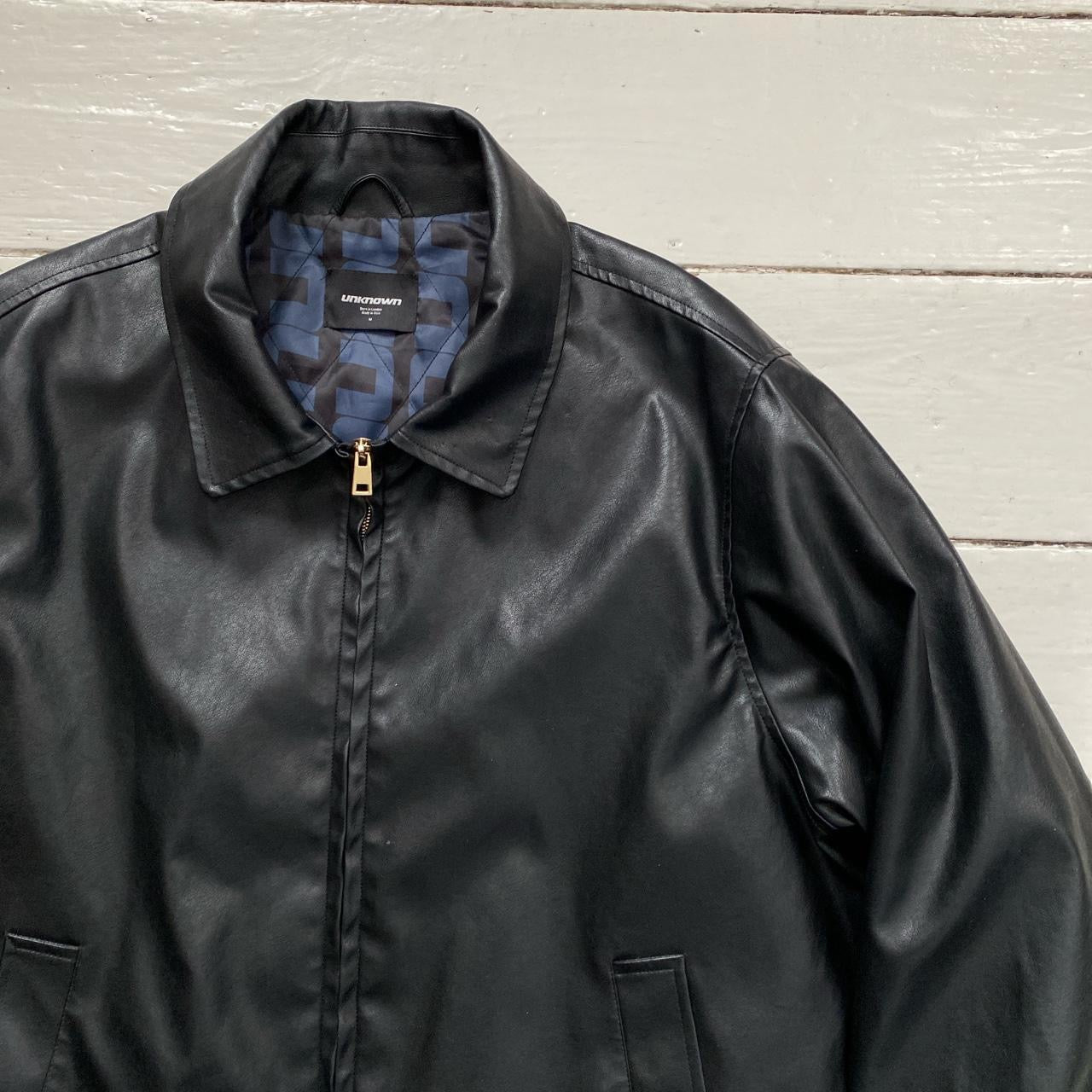 Unknown London Black Vegan Leather Jacket (Medium)