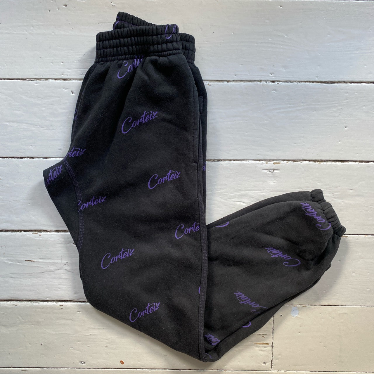 Corteiz Black and Purple Joggers (Medium)