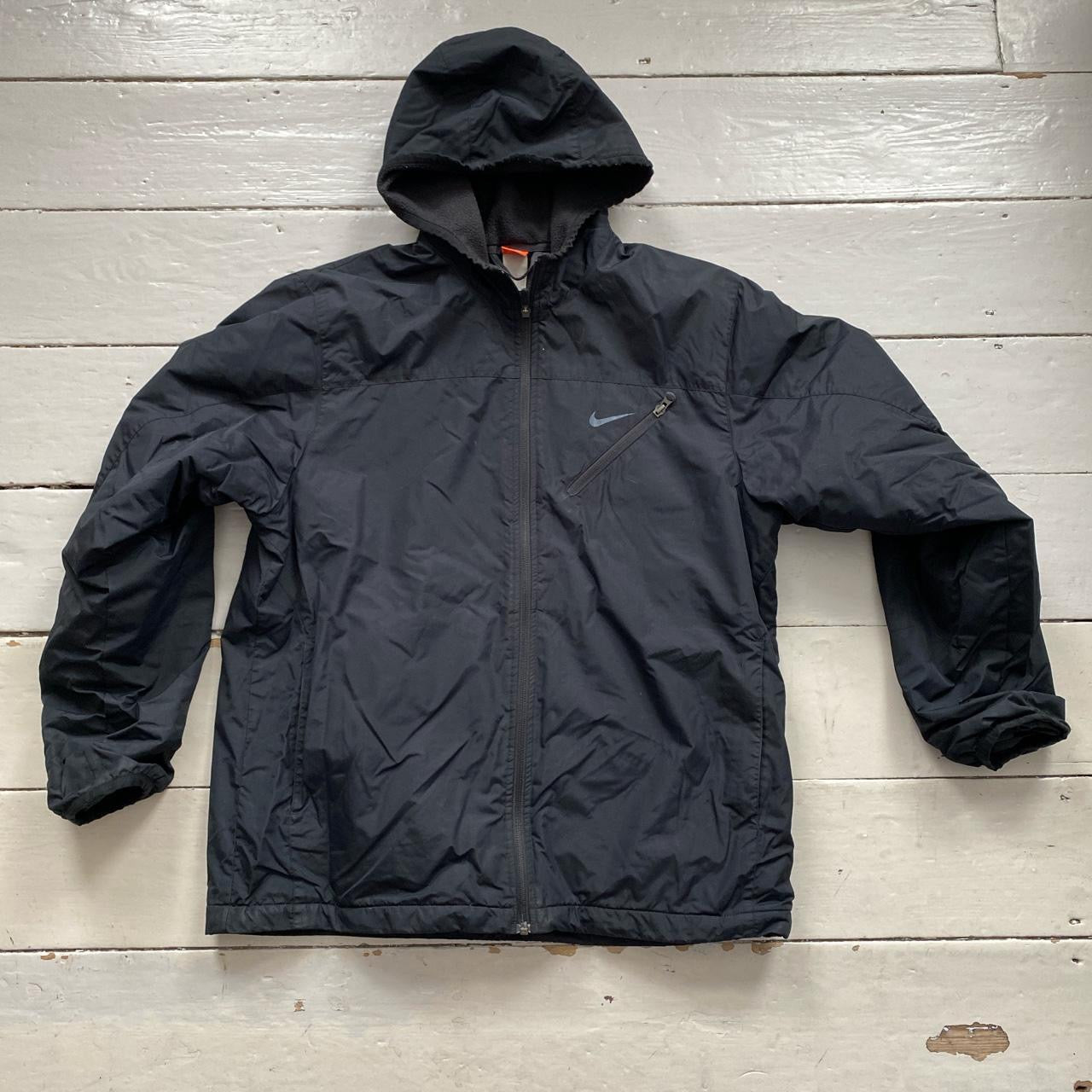 Nike Swoosh Black Windbreaker Jacket (Large)