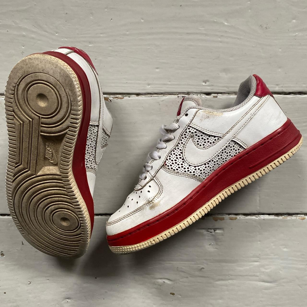 Nike Air Force 1 White and Red (UK 4)