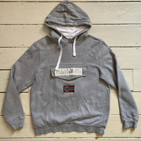 Napapijri Grey Pouch Hoodie (Large)