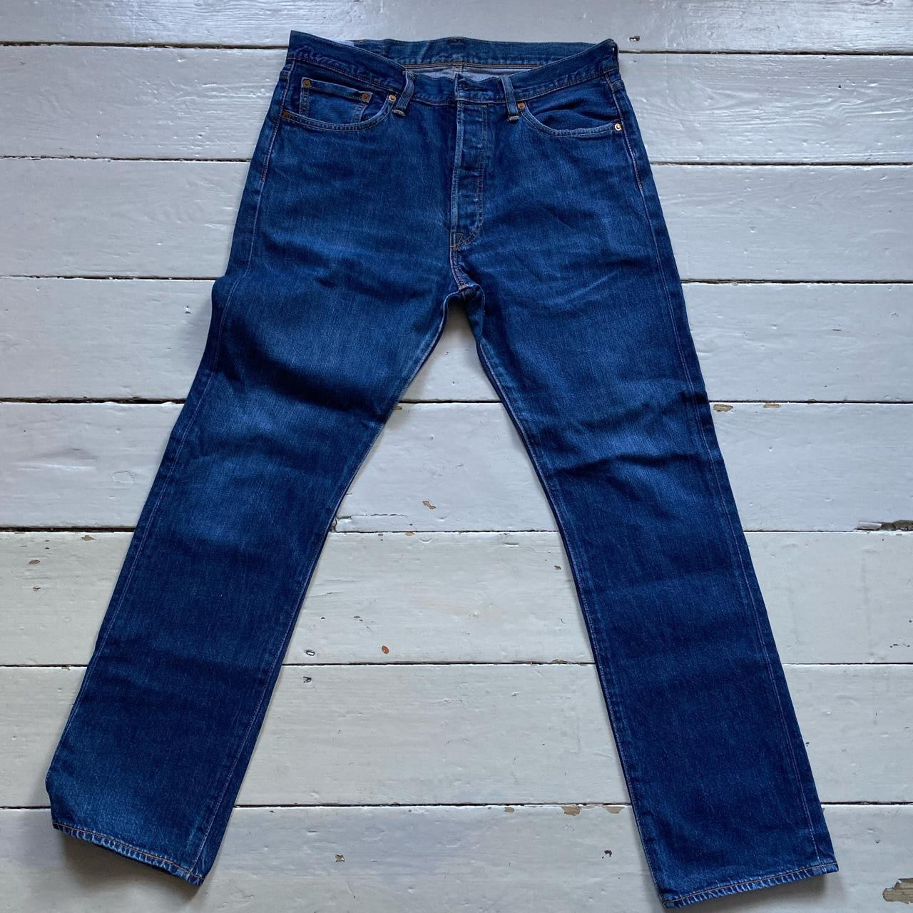 Levis 501 Navy Stonewash Jeans (34/32)