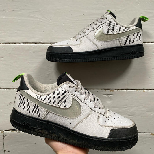 Nike Air Force 1 White Silver Black (UK 9)