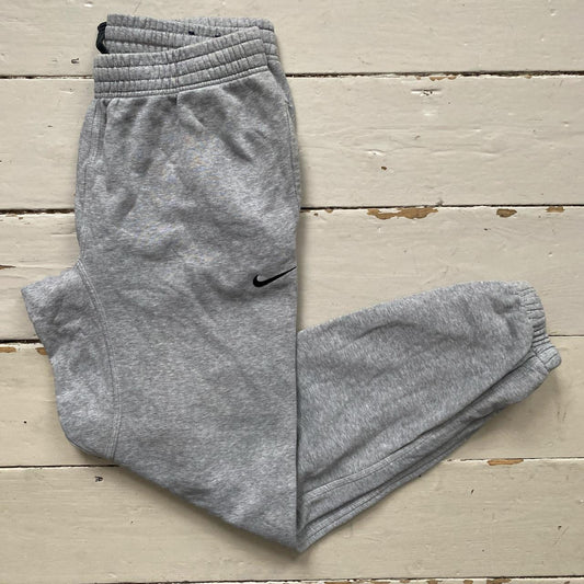 Nike Swoosh Grey and Black Joggers (Large)
