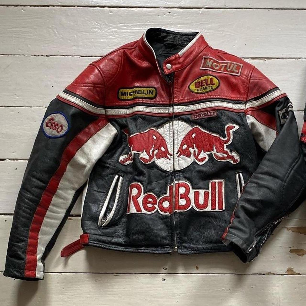 Redbull Bomber Biker Leather Jacket (Medium)